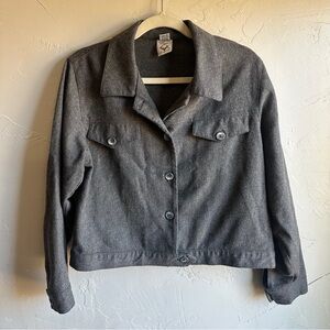 Cropped 100% Wool Button Up Jacket Gray Utility Minimalistβ M Boxy Relaxed